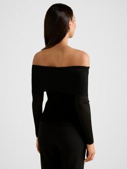 Forever New Brynn Bardot Knit Top, Black - view 2, Black