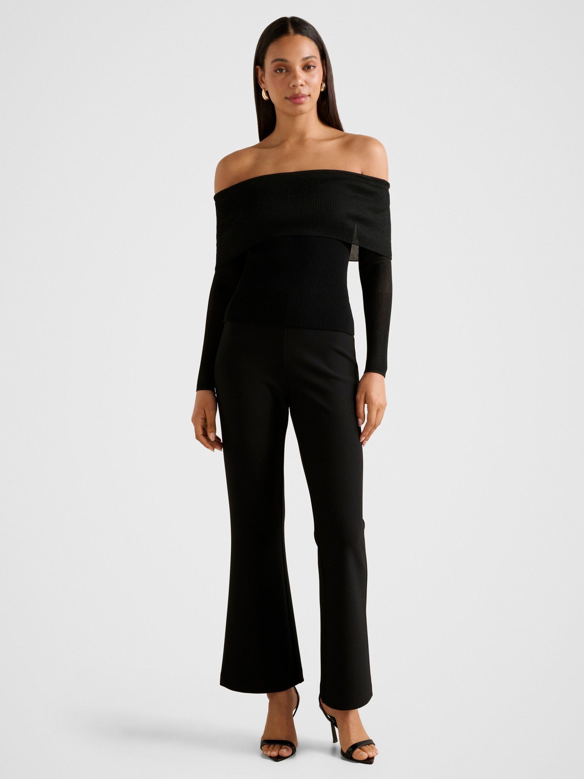 Product image 5 of 5, which shows Forever New Brynn Bardot Knit Top, Black, L