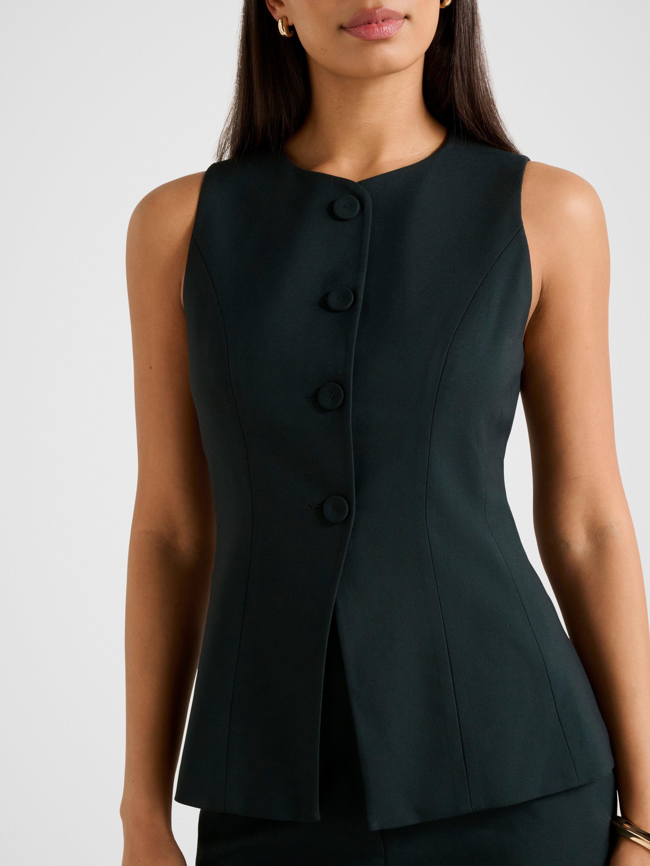 Product image 3 of 4, which shows Forever New Hendrix Tailored Waistcoat, Emerald, 4