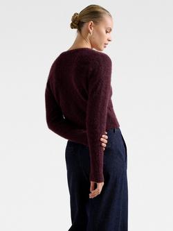 Forever New Tilly Crew Neck Cardigan, Elderberry - view 2, Elderberry