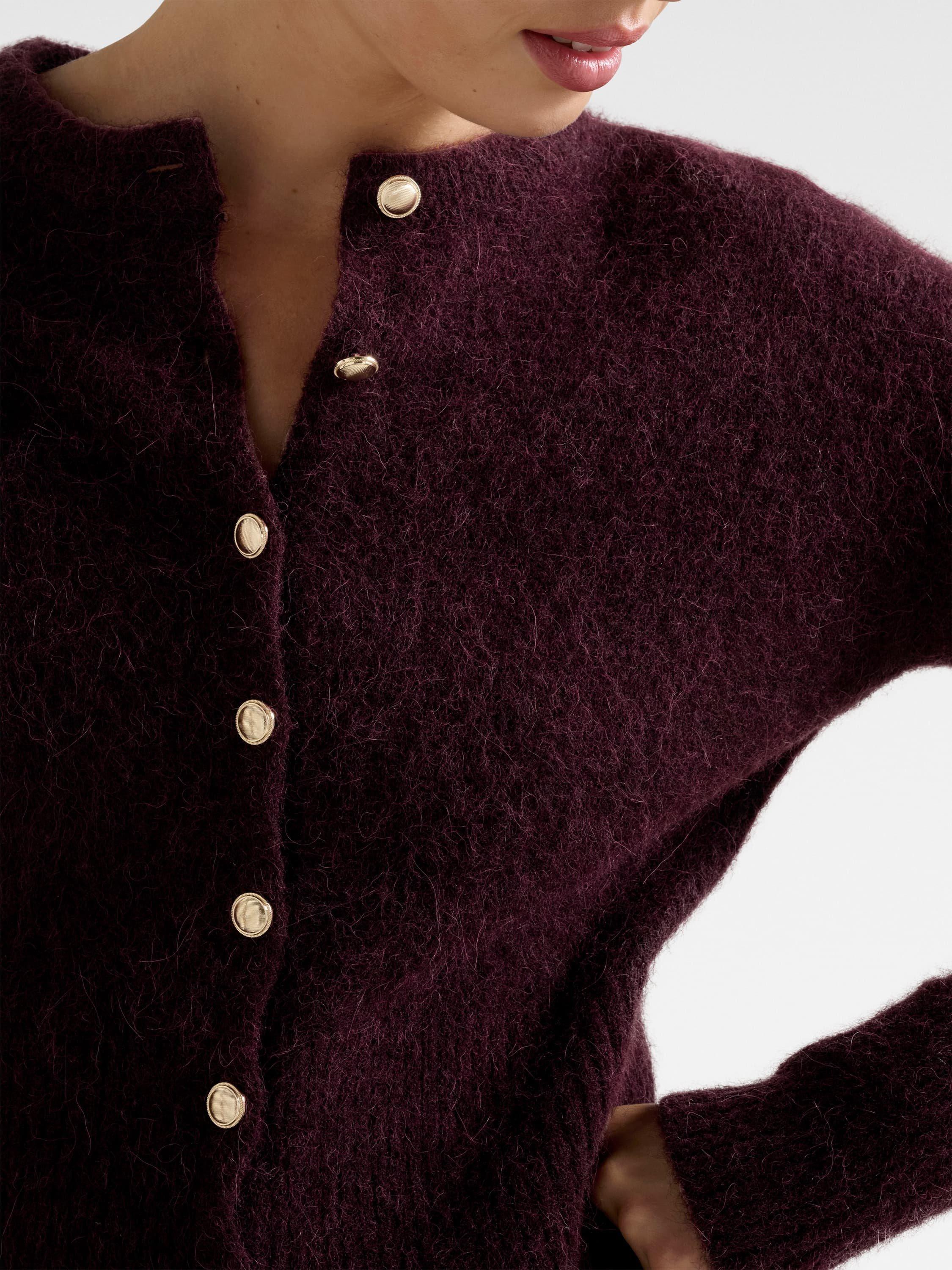Product image 4 of 5, which shows Forever New Tilly Crew Neck Cardigan, Elderberry, L