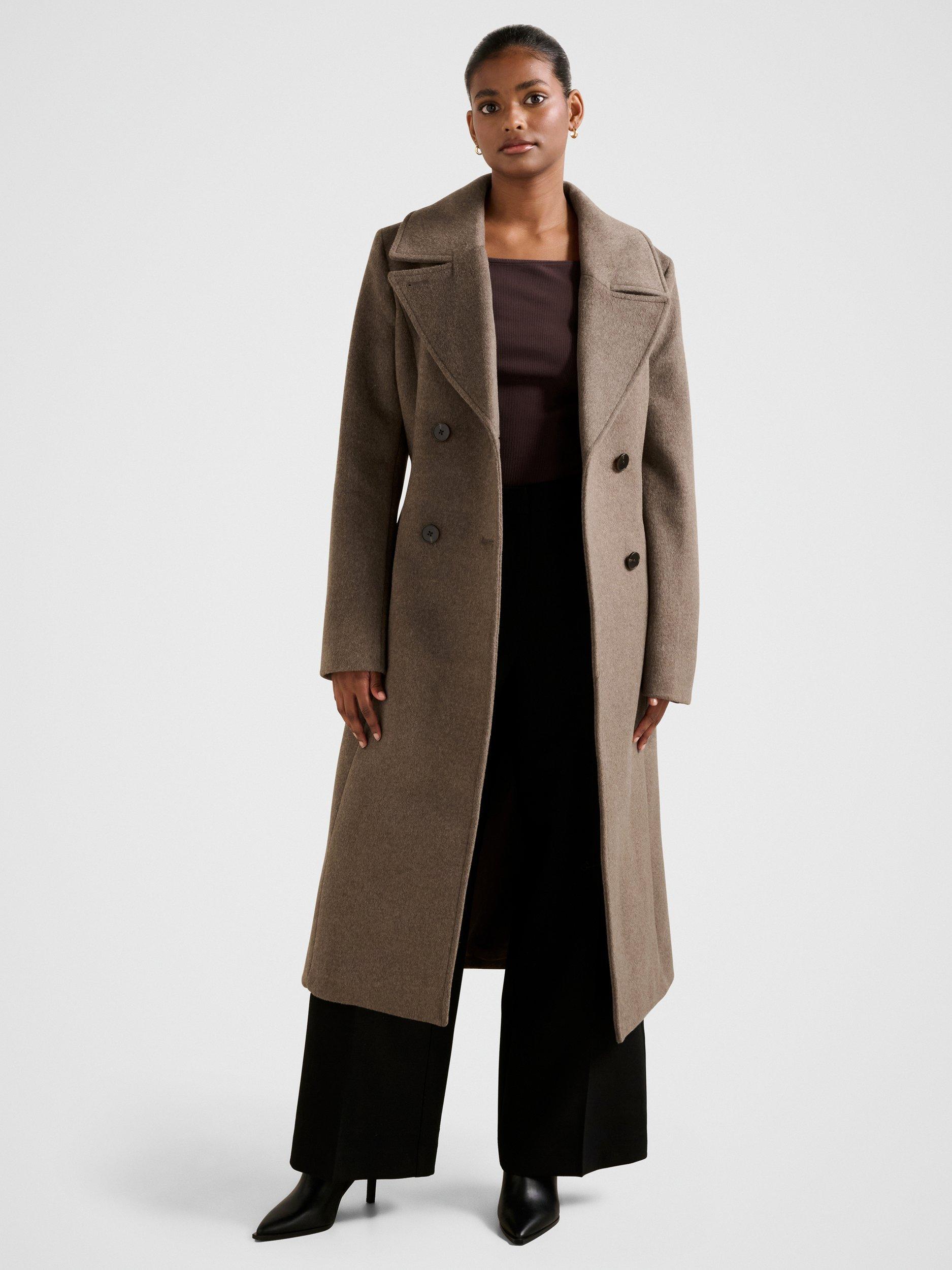 Product image 1 of 5, which shows Forever New Petite Blake Double Breasted Coat, Chocolate Marle, 4