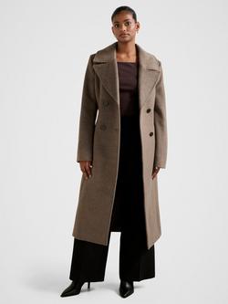 Forever New Petite Blake Double Breasted Coat, Chocolate Marle, Chocolate Marle