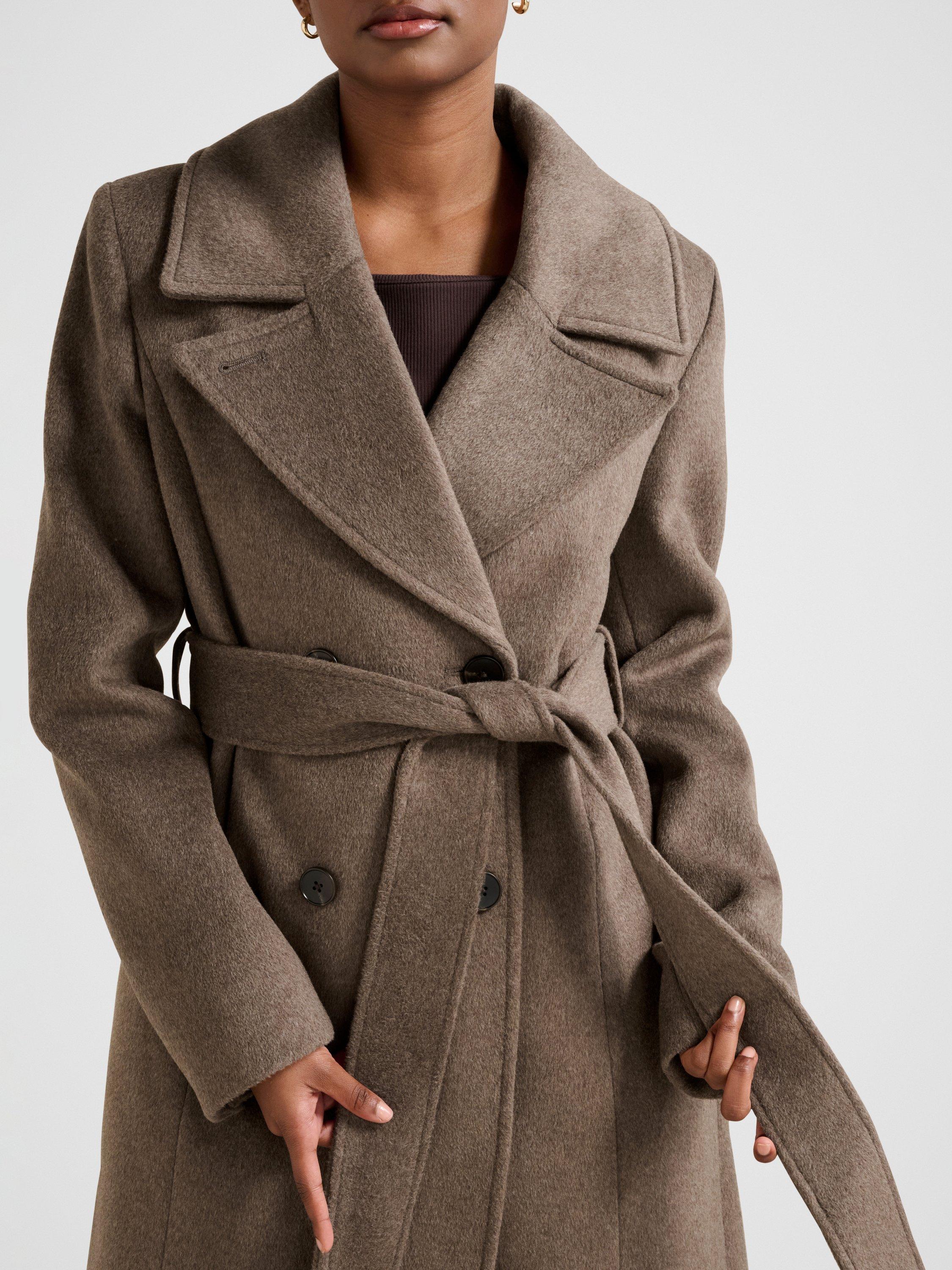 Product image 4 of 5, which shows Forever New Petite Blake Double Breasted Coat, Chocolate Marle, 4