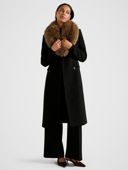 Forever New Chelsea Collar Double Breasted Coat, Black/Camel, Black/Camel