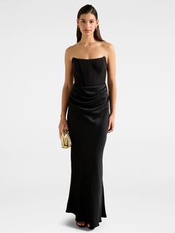 Forever New Isra Drape Strapless Maxi Dress, Black