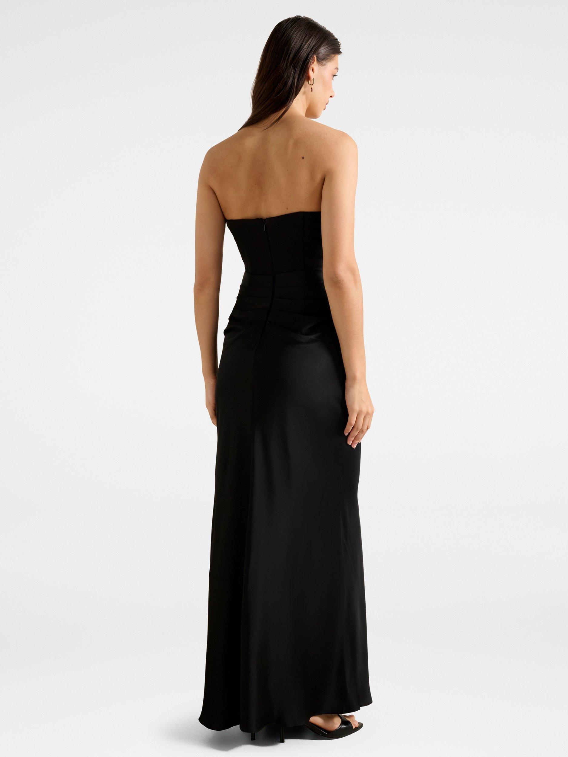 Product image 2 of 4, which shows Forever New Isra Drape Strapless Maxi Dress, Black, 4