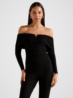 Forever New Keely Hardware Bardot Neck Top, Black, Black