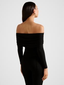 Forever New Keely Hardware Bardot Neck Top, Black - view 2, Black