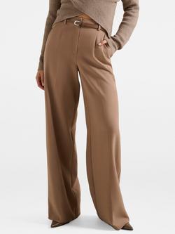 Forever New Chantelle Belted Wide Leg Trousers, Fawn