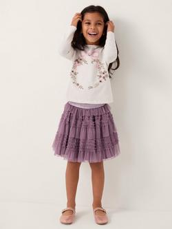 Monsoon Kids' Floral Embroidered Top and Skirt Set, Ivory, Ivory