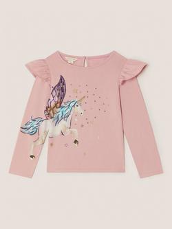 Monsoon Kids' Unicorn Embellished Long Sleeve Top, Purple, Purple