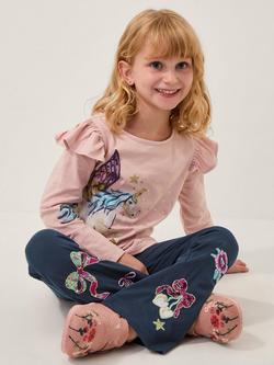 Monsoon Kids' Unicorn Embellished Long Sleeve Top, Purple - view 2, Purple