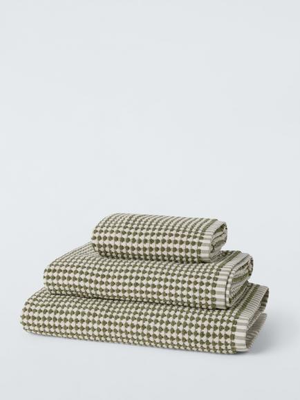 John Lewis Textured Cotton Towels, Avocado