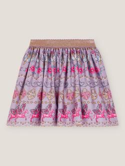 Monsoon Kids' Magical Satin Unicorn Print Skirt, Purple, Purple