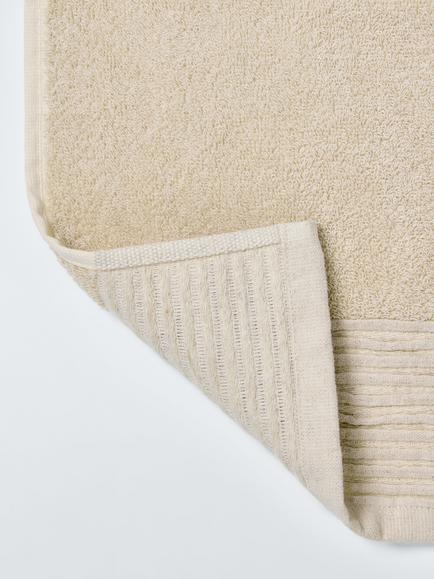 John Lewis Pleated Linen Border Cotton Towels, Natural - view 2, Natural