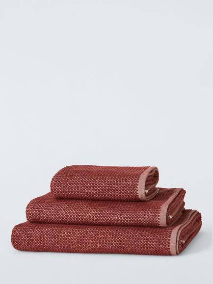 John Lewis Textured Towels, Burnt Umber