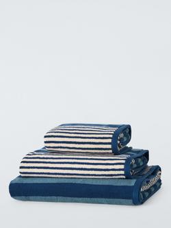 John Lewis Harlyn Stripe Towels, Blue, Blue