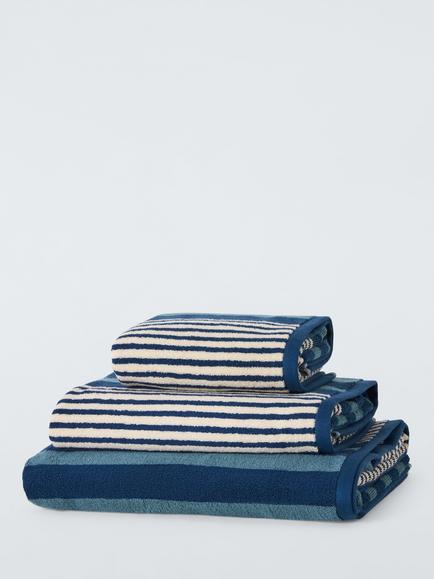 John Lewis Harlyn Stripe Towels, Blue, Blue