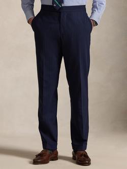 Polo Ralph Lauren Tailored Fit Wool Blend Pinstripe Suit Trousers, Bright Navy/Grey, Bright Navy/Grey