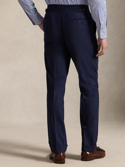 Polo Ralph Lauren Tailored Fit Wool Blend Pinstripe Suit Trousers, Bright Navy/Grey - view 2, Bright Navy/Grey