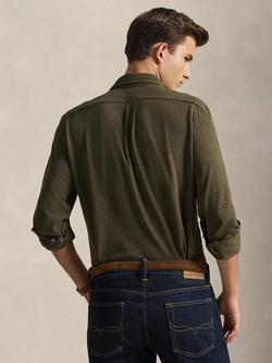 Ralph Lauren Cotton Knit Shirt, Wilson Olive Heather - view 2, Wilson Olive Heather