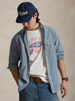 Ralph Lauren Woven Gingham Sport Shirt, Indigo Cream Multi, Indigo Cream Multi