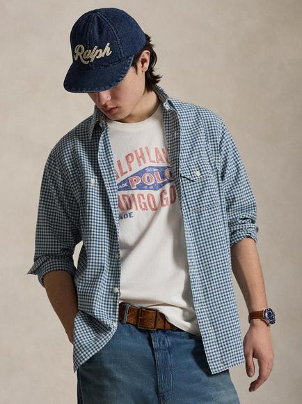 Ralph Lauren Woven Gingham Sport Shirt, Indigo Cream Multi, Indigo Cream Multi