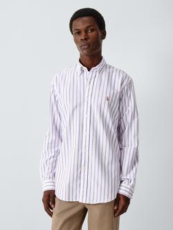 Ralph Lauren Cotton Long Sleeve Stripe Shirt, Thistle White, Thistle White