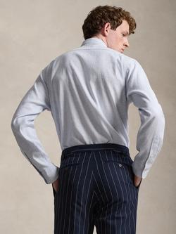 Ralph Lauren Custom Fit Striped Linen Blend Shirt, Cabana Blue Wh - view 2, Cabana Blue Wh