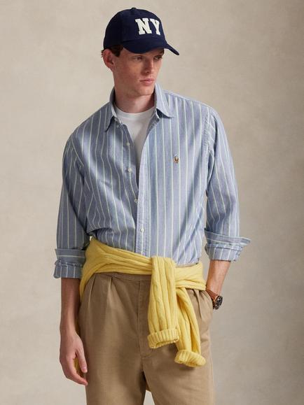 Ralph Lauren Button Down Stripe Cotton Shirt, Blue/Multi, Blue/Multi