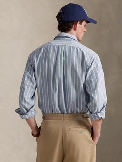 Ralph Lauren Button Down Stripe Cotton Shirt, Blue/Multi - view 2, Blue/Multi