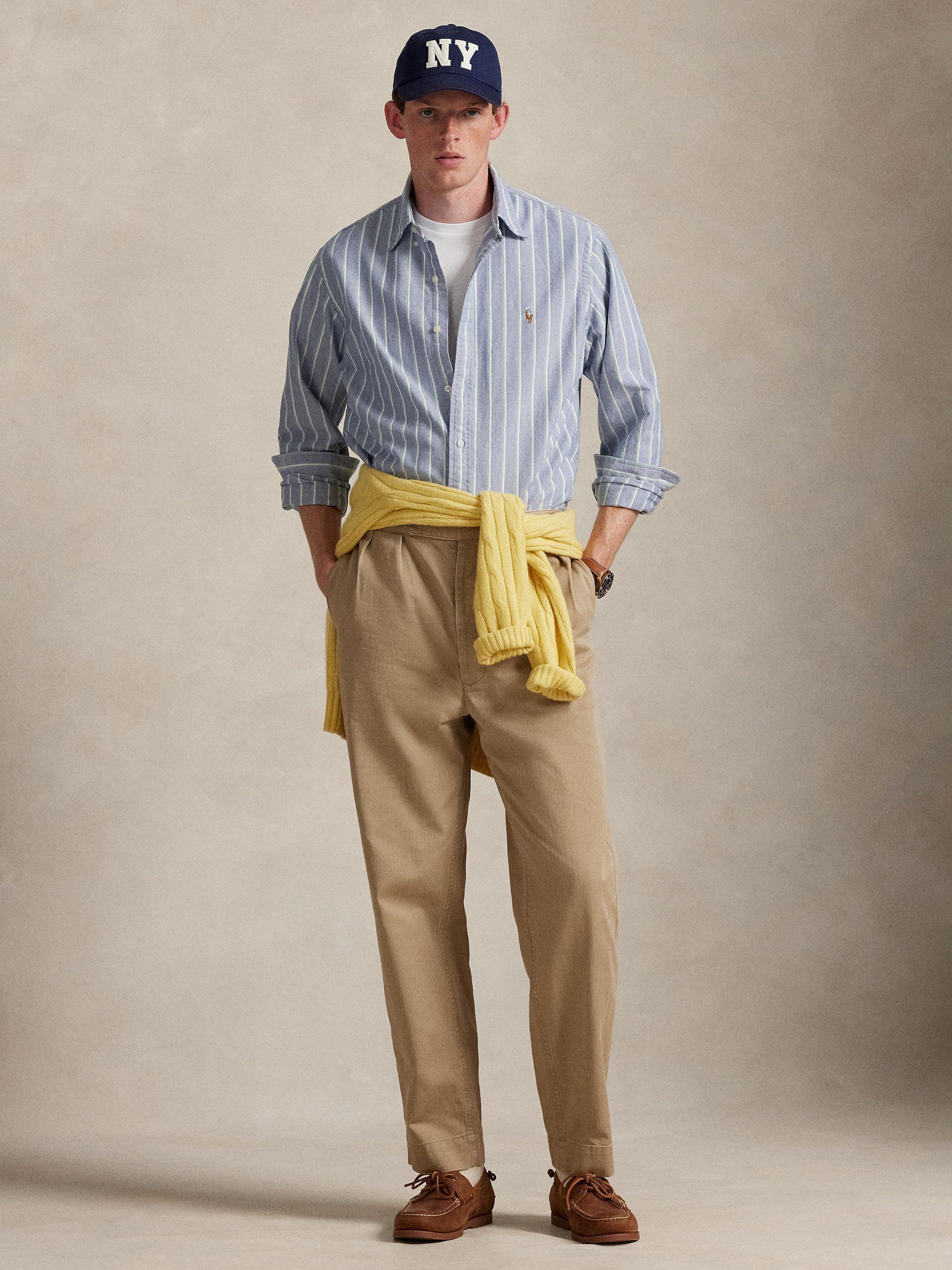 Product image 4 of 5, which shows Ralph Lauren Button Down Stripe Cotton Shirt, Blue/Multi, S