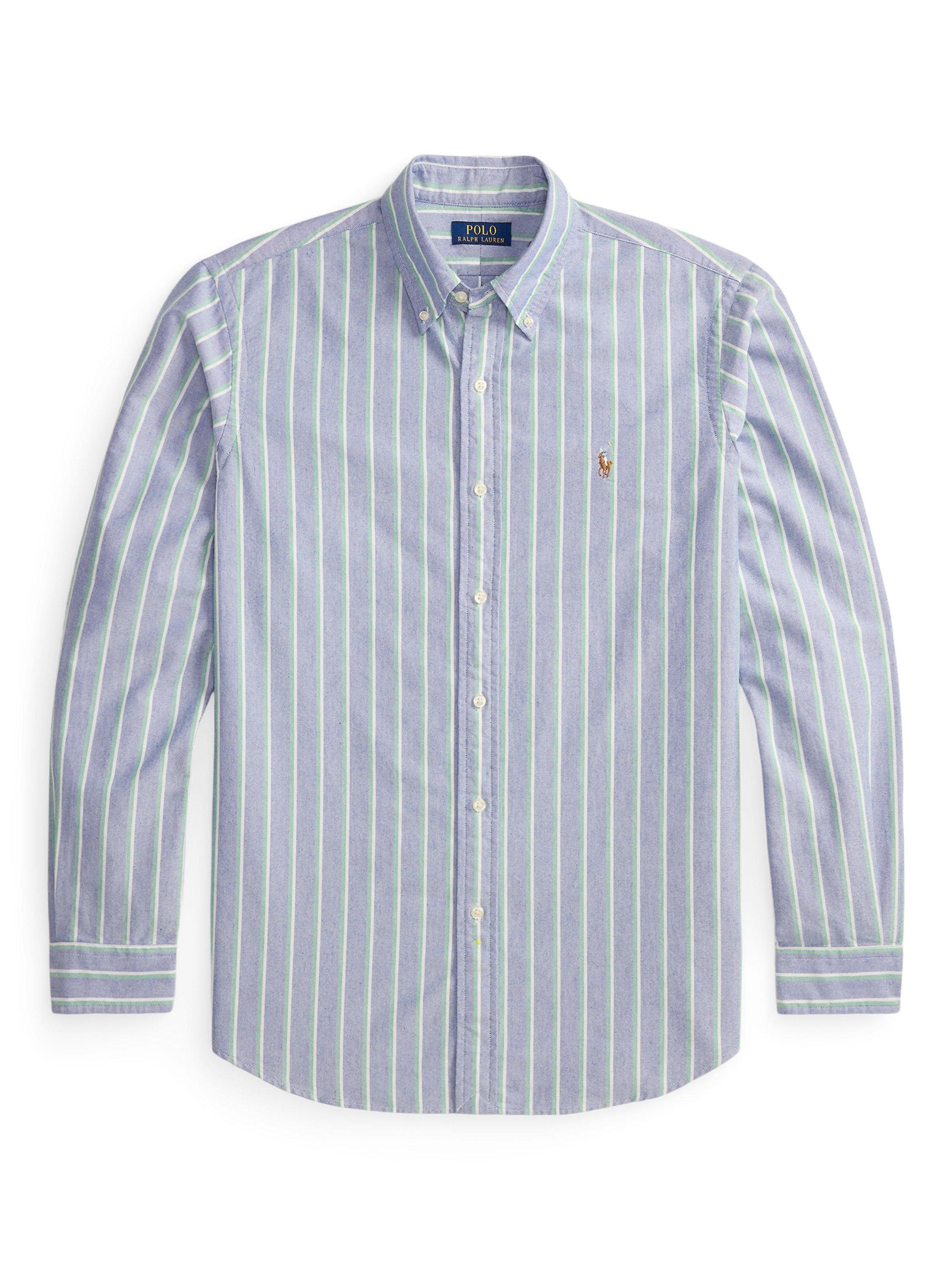 Product image 5 of 5, which shows Ralph Lauren Button Down Stripe Cotton Shirt, Blue/Multi, S