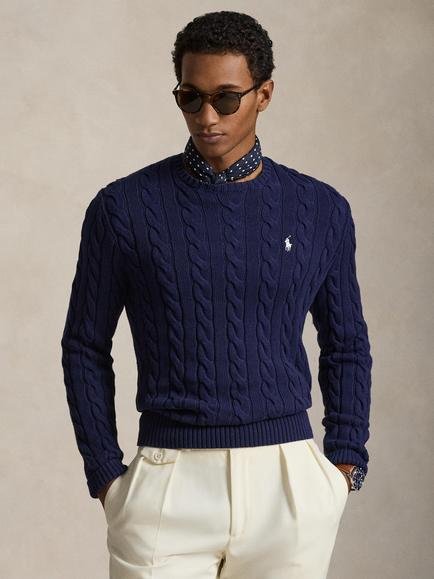 Polo Ralph Lauren Cotton Cable Knit Jumper, Bright Navy