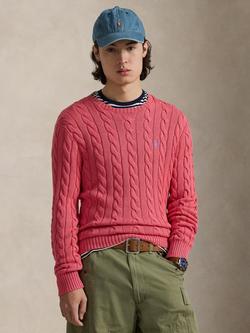 Polo Ralph Lauren Cotton Cable Knit Jumper, Pale Red
