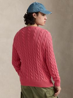 Polo Ralph Lauren Cotton Cable Knit Jumper - view 2, Pale Red