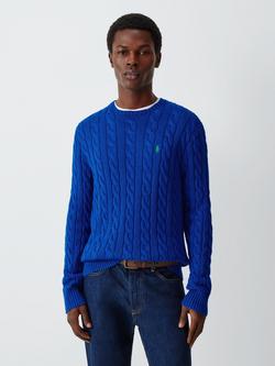 Ralph Lauren Cable Knit Cotton Jumper, Pacific Royal, Pacific Royal