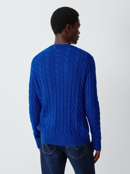 Ralph Lauren Cable Knit Cotton Jumper, Pacific Royal - view 2, Pacific Royal