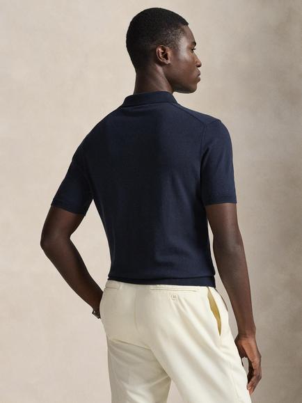 Polo Ralph Lauren Cotton Knit Polo Shirt, Hunter Navy - view 2, Hunter Navy