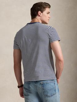 Polo Ralph Lauren Cotton  Custom Slim Fit Short Sleeve Stripe T-Shirt, Newport Navy/White - view 2, Newport Navy/White