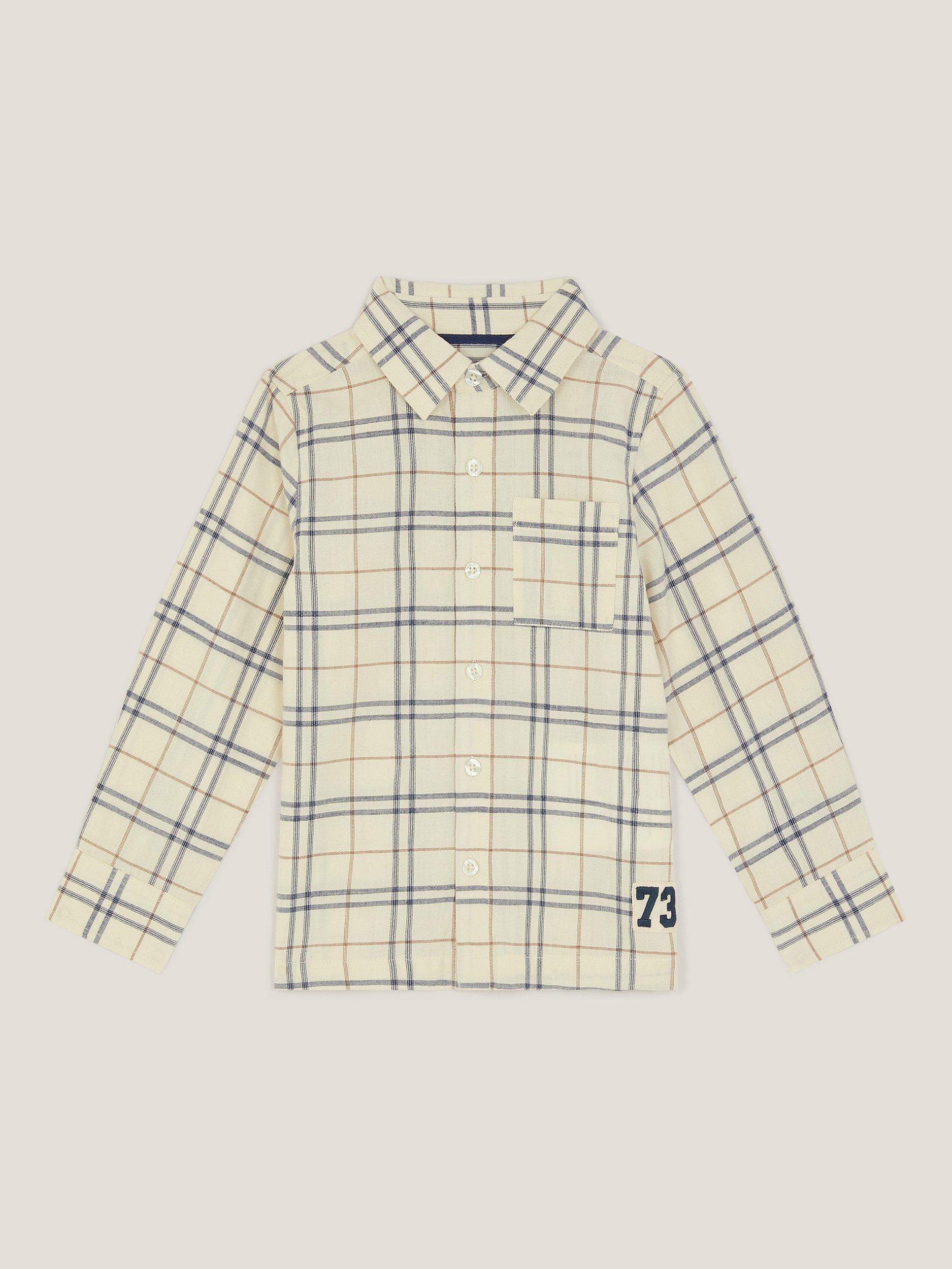 Product image 1 of 3, which shows Monsoon Kids' Check Long Sleeve Shirt, Stone/Multi, 2-3 years