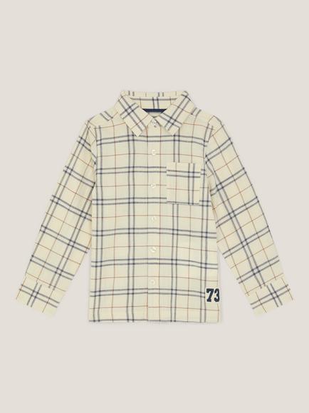 Monsoon Kids' Check Long Sleeve Shirt, Stone/Multi, Stone/Multi