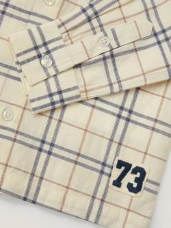 Monsoon Kids' Check Long Sleeve Shirt, Stone/Multi - view 2, Stone/Multi