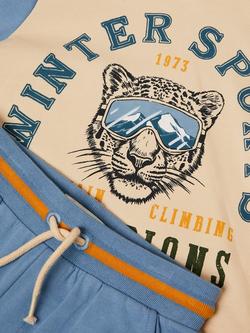 Monsoon Kids' Winter Sports Cotton Hoodie & Joggers Set, Blue - view 2, Blue