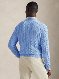 Polo Ralph Lauren Cotton Cable Knit Crew Neck Jumper, Austin Blue - view 2, Austin Blue