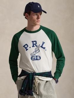 Polo Ralph Lauren Cotton Custom Slim Fit Winged Foot Graphic T-Shirt, White/New Forest, White/New Forest