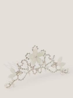 Monsoon Kids' Flora Tiara Hair Comb, Silver, Silver