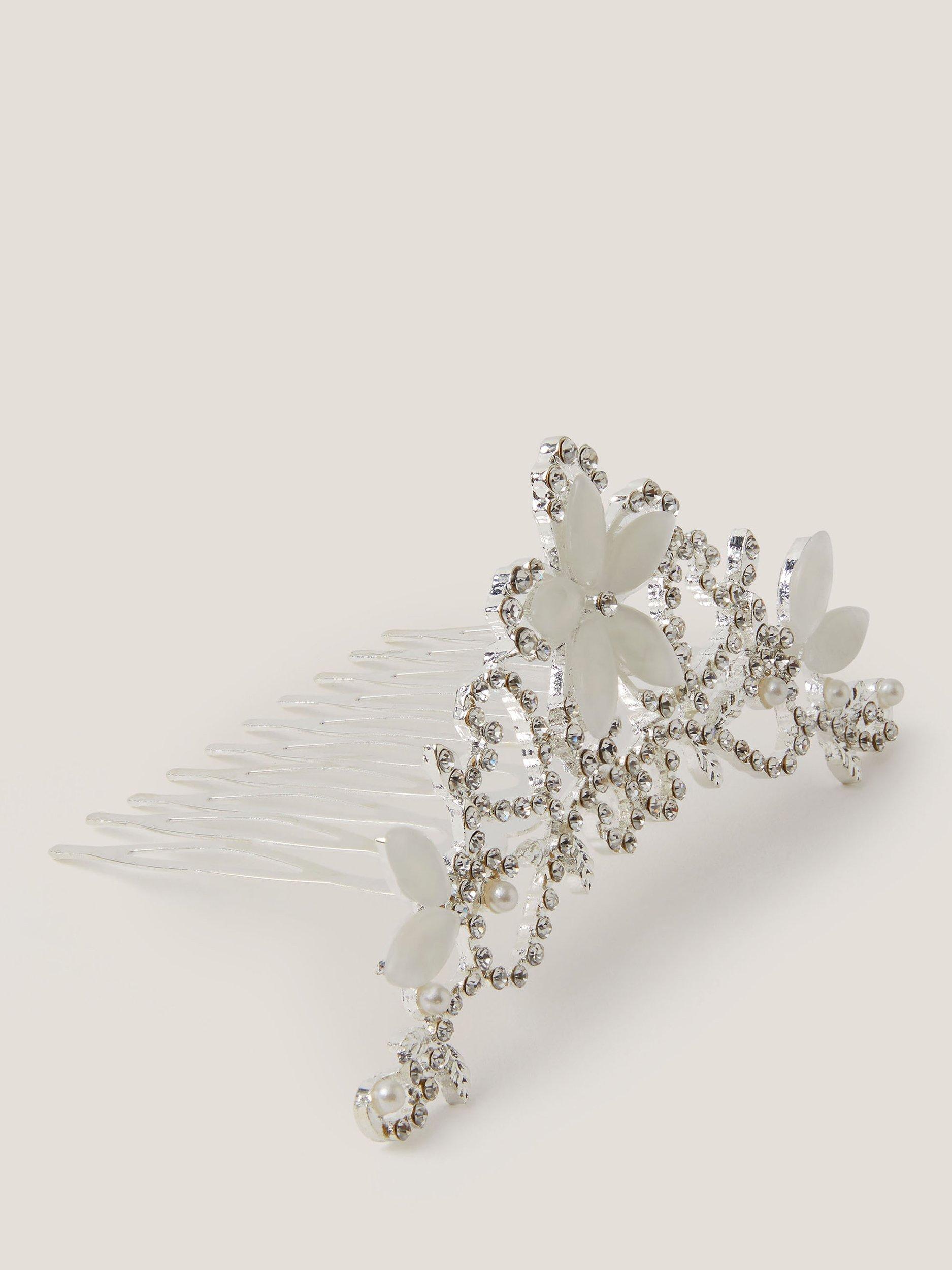 Product image 2 of 2, which shows Monsoon Kids' Flora Tiara Hair Comb, Silver, One Size
