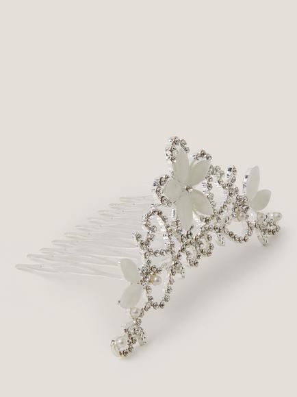 Monsoon Kids' Flora Tiara Hair Comb, Silver - view 2, Silver